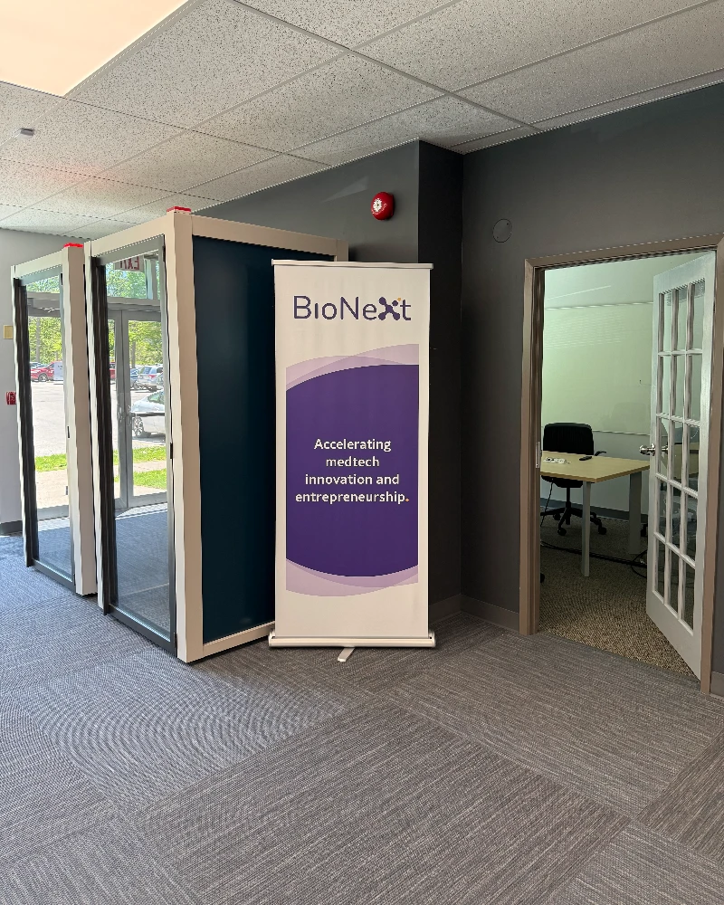 BioNext phone booths and meeting room.