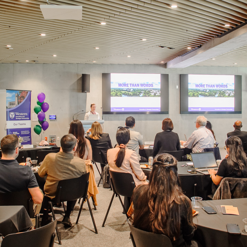 Photo of Western's Advance 2 Market final pitch competition.