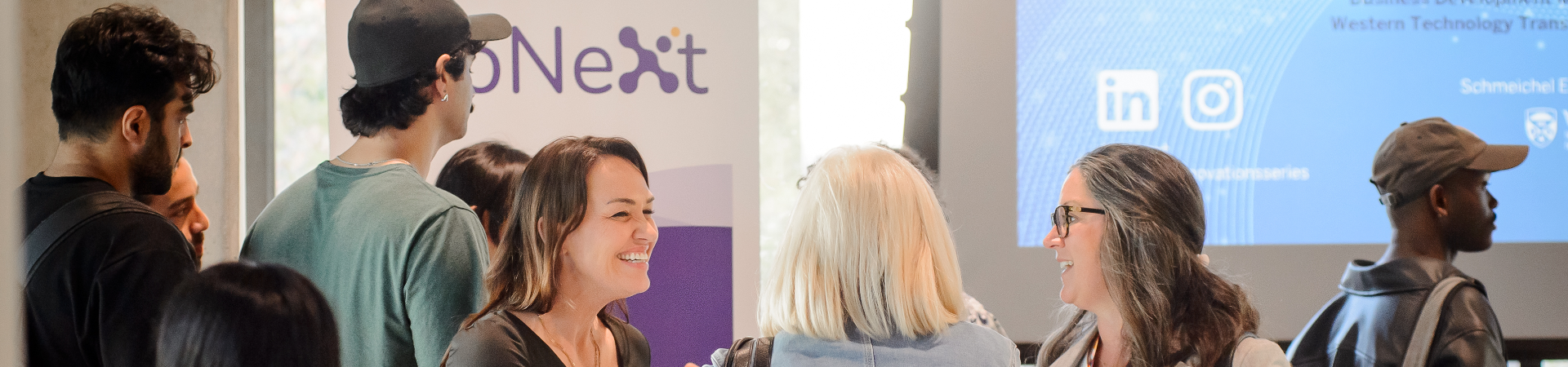 Participants networking after a BioNext workshop.
